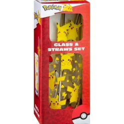 Set verre + 2 pailles pokemon
