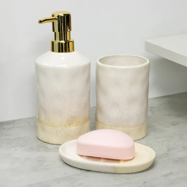 Set x3 accessoires sdb naturel