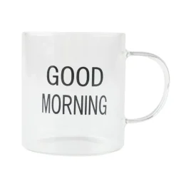 Tasse en verre avec ecriture