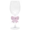 Verre a vin avec noeud rose 3d