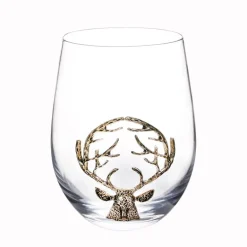 Verre avec cerf en metal incrust